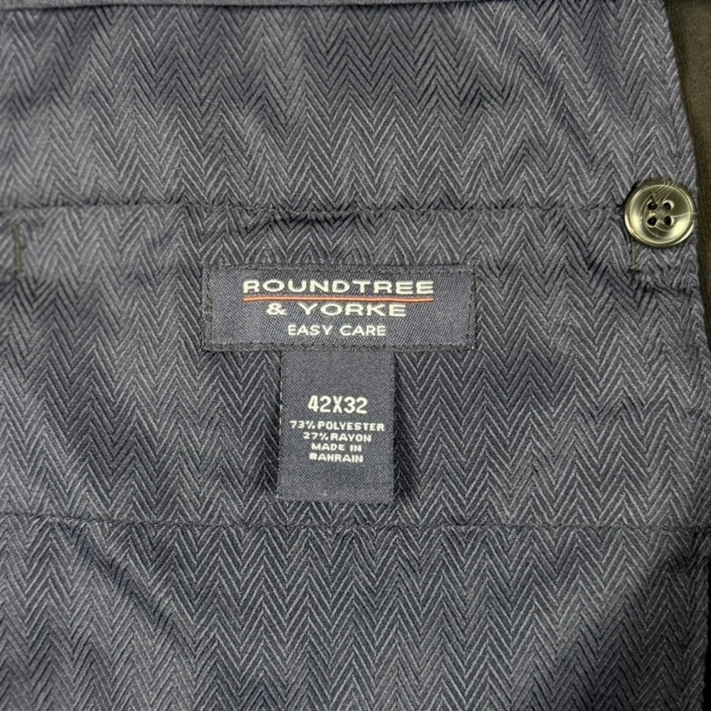 Roundtree & Yorke Lotx2 Dress Pants Black Navy 42x32 Pleated Cuffed Professional - Picture 4 of 15